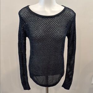 Trouvé XS Black Metallic Mesh Long Sleeve Sweater